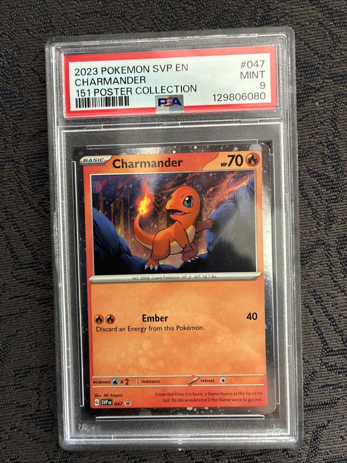 Charmander Pokémon 151 Holo Poster Card⭐PSA 9⭐Mint Charmander 047