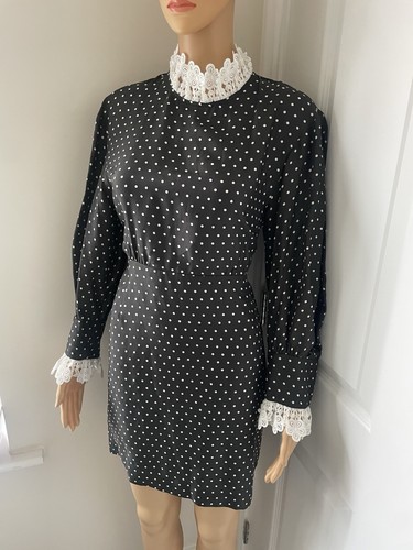 SANDRO BLACK AND WHITE POLKA DOT DRESS, SIZE 10 *BNWT* RETAIL £245 - Picture 16 of 16