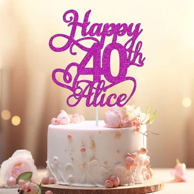 Personalised Happy Birthday Cake Topper Any Age Any Name Custom Cake Toppers