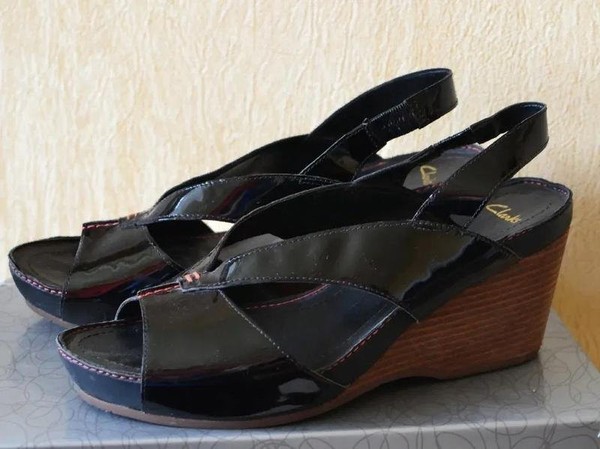 Women Clarks Heels Black Leather 40 #1QQI