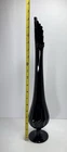 Vintage Fenton Black Amethyst Thumbprint Swung Vase 18.5"
