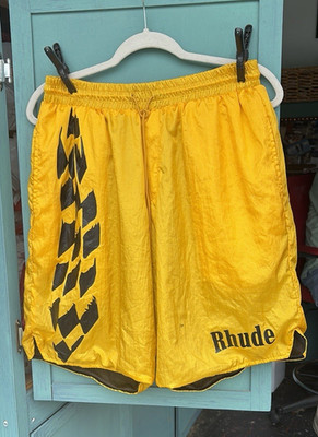 RHUDE Men s Logo XL Yellow/Black Elastic Waist Drawstring Pockets