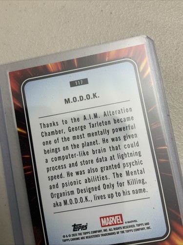 2025 Topps Chrome Marvel MODOK #117 Orange Refractor #'d 17/25 - Picture 6 of 6