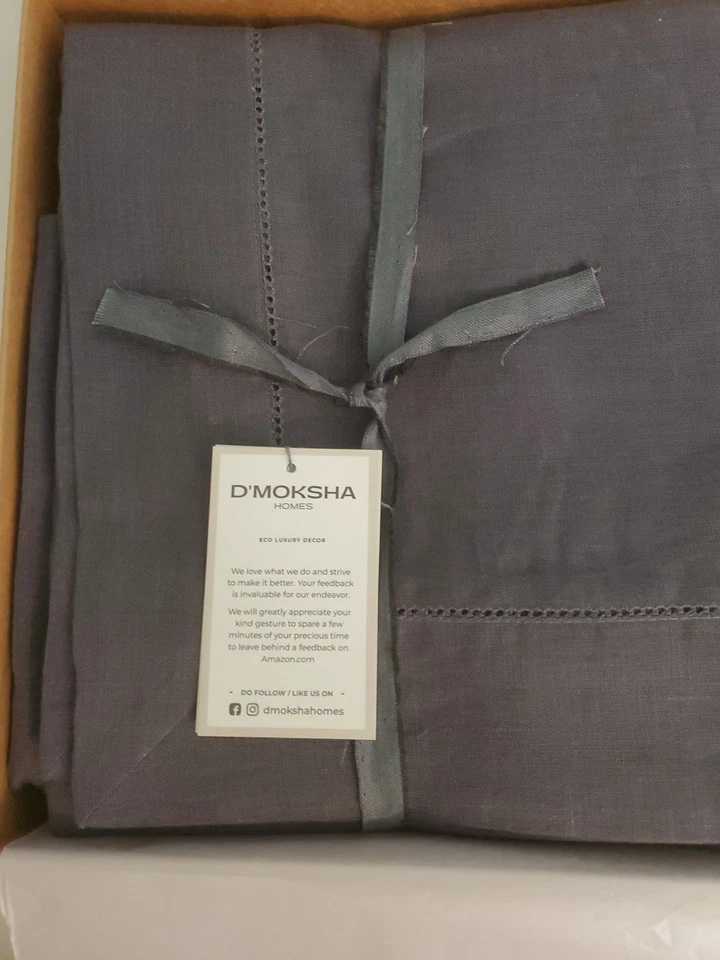 D'Moksha Homes European Flax Linen Table Runner Brown, 100% European, 106 x 60 - Image 2 of 4