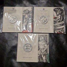 3x Myths & Legends £5 BUNC Packs, 2023 Merlin & Morgan Le Fay, 2024 Robin Hood