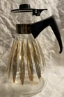 Vtg MCM 10" PYREX Coffee Pot Carafe w/ Lid - Gold Stripes - Retro Kitchen