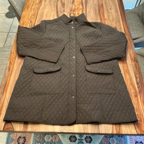 J.Jill Cappotto Donna Trapuntato Marrone Bottoni Tasche Frontali Manica Lunga 2X Giacca - Foto 6 di 14