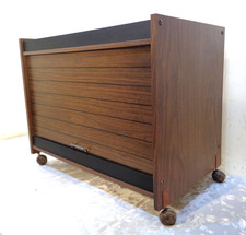 VTG Mid Century Modern Record Cabinet Credenza Music Stand Album Storage Rolls