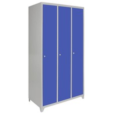 3 Door Wide Steel Storage Lockers, Blue & Grey Metal Lockable