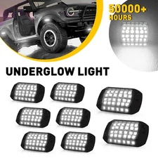 8 Pure White LED Rock Lights 8 Pods Waterproof LED Underglow Underbody Glow Lamp
