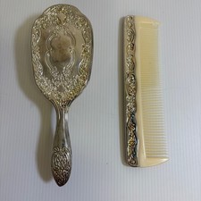 Vintage Silver Plated Vanity Set Hair Brush and Comb