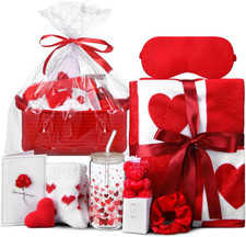 9 Pcs Valentine  S Day Basket Gift for Her, Valentines Spa Relaxation Set for Wom