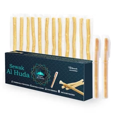 Pack of 12 Miswak Sticks with 2 Holders - Vacuum Sealed Natural Chewing Stick...