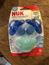 Nuk Sensitive Pacifier 3 Piece Value Pack Blue Teal 6-18 M NEW