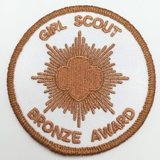 Girl Scouts Junior Bronze Award Badge Iron On Patch Embroidered Trefoil Leader