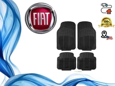 For all Fiat Floor Mats Cabin Zone 4 Pieces Non Slip Carpet Material Black