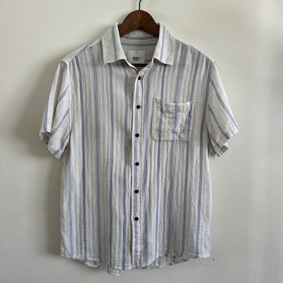 Katin Men s Size SM Alan Button Up Short Sleeve Shirt White Spring Blue