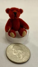 Miniature/ Micro Fully Jointed Teddy Bear Red 1 1/2” By Theresa Yang