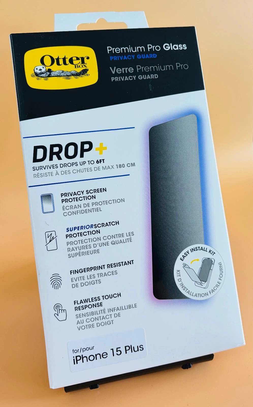 OtterBox Premium Pro Privacy Glass Screen Protector for iPhone 15 Plus