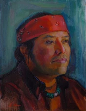 Oil Portrait Indian Man Contemporary Realism Impressionism Native American