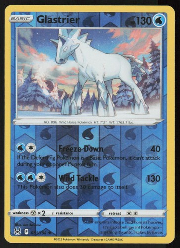 Glastrier 051/196 Rare Lost Origin Pokemon Reverse Holo Lightly Played