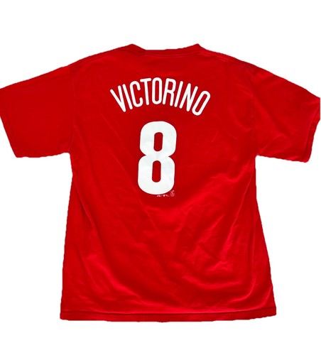 Shane Victorino #8 Philadelphia Phillies Majestic T-Shirt Adult Medium Red MLB - Picture 2 of 7