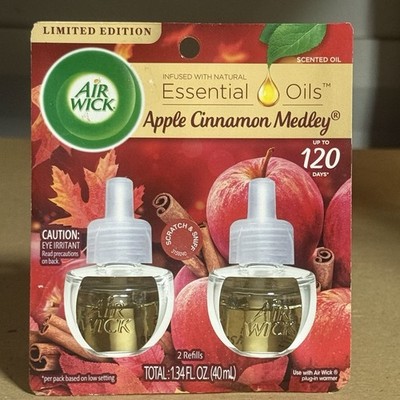 Air Wick Plug in Scented Oil Refills Apple Cinnamon Medley 2 pack 1.34oz NEW