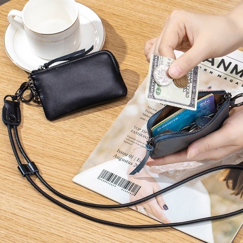 Large capacity Business Card Portable Leather Zipper Driver's License Bag - Picture 7 of 13