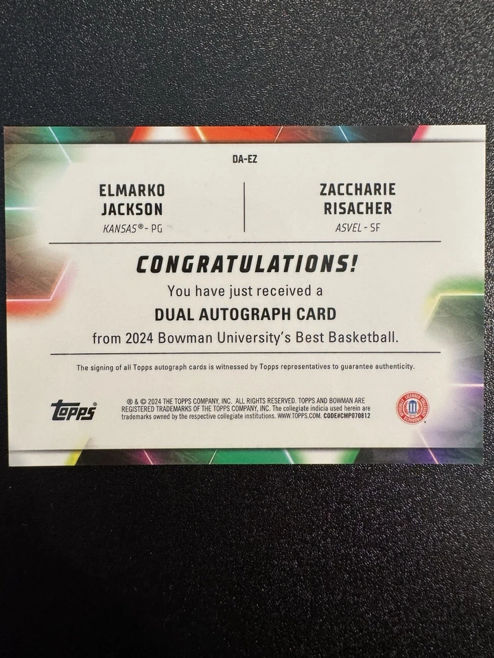 2024 Bowman Best U Zaccharie Risacher Elmarko Jackson Dual Geometric Auto /10 - Image 3 of 4