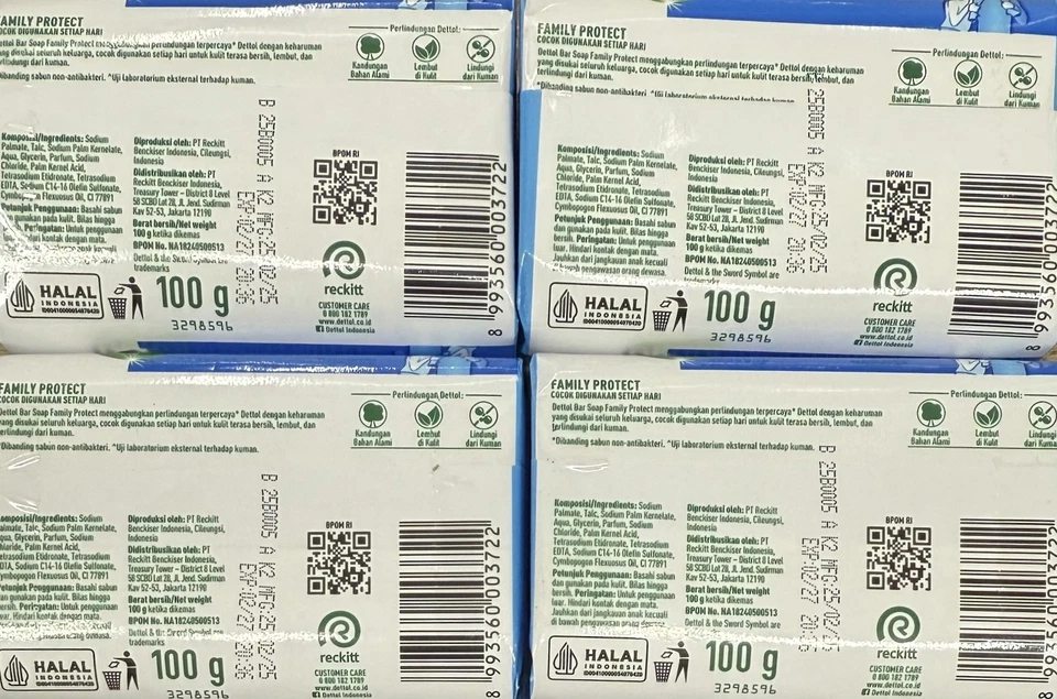 Jabón en barra Dettol Family Protect, 12 piezas X 100 gramos envío gratuito EE. UU. Foto 3 de 3