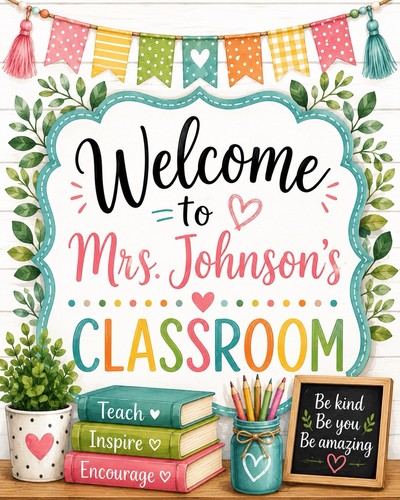 Personalized Teacher Classroom Sign | Custom Teacher Name Sign | Printable 