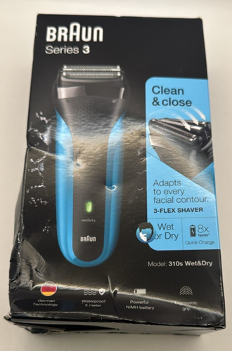 Braun Series 3 Clean & Close - Model 310s Wet & Dry Electric Shaver - Black&Blue - Picture 5 of 5