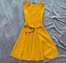 CAROLINA HERRERA Dress Sleeveless Yellow Flare Waist Ribbon 100cm S