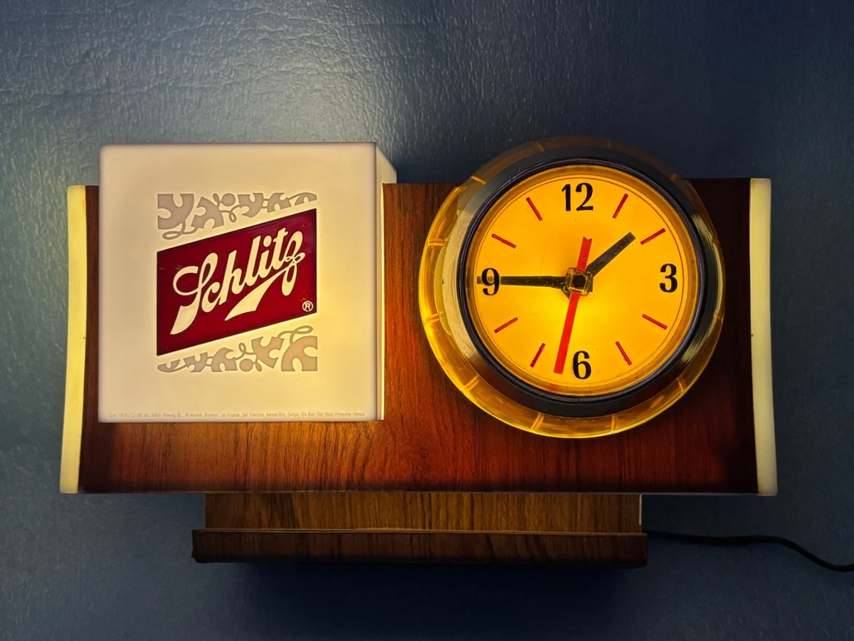 Vintage Beer Sign Clock In Collectible Schlitz Signs & Tins for