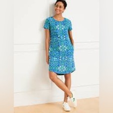 Talbots French Terry Cross Back Dress Royal Medallion large women’s blue strappy