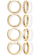 10mm Conch Huggie Hoop Earrings Set for 10,10,10,10mm, Gold-10,10,10,10mm