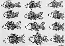 Original ACEO Fish Sea Animal Fishing Ink Art on Paper Illustration Drawing OOAK