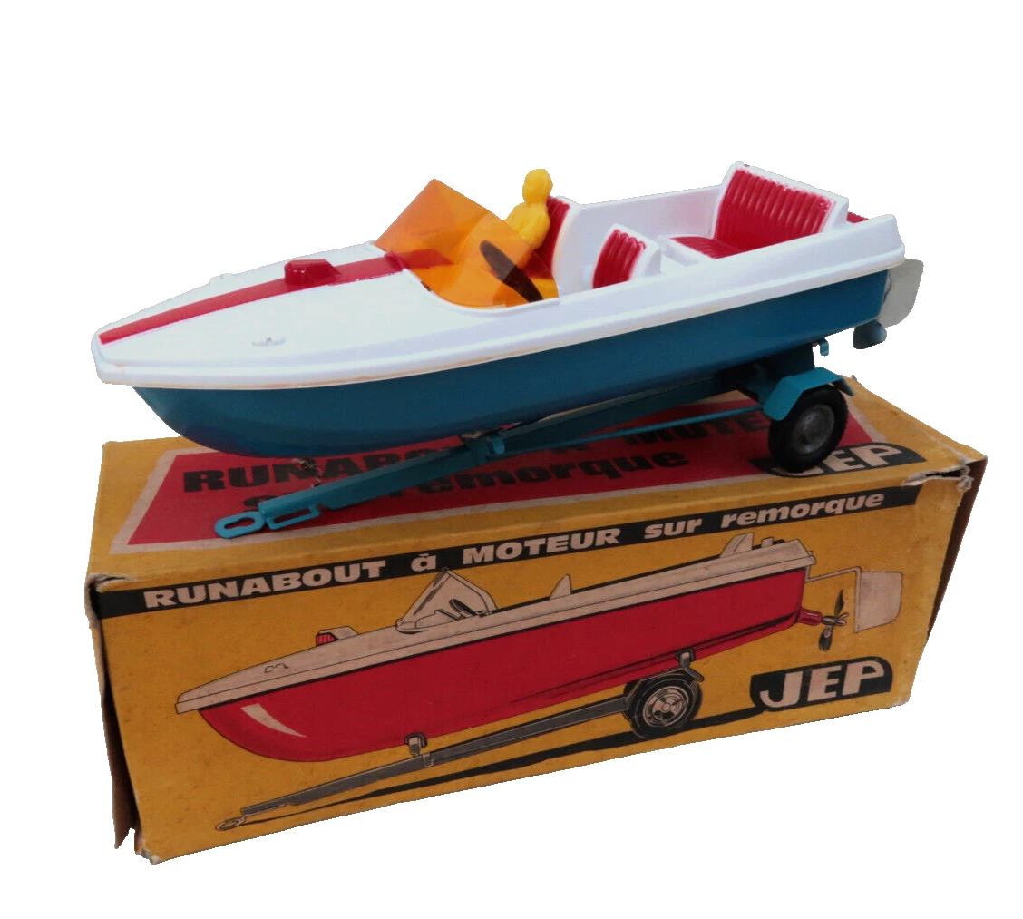 Bateau Jouet Ancien PLASTICA Années 1960 - Vedette à Moteur Mécanique à Clé, 34 Cm, Collector