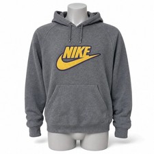 Nike Center Swoosh Hoodie Men s 2XL Gray Yellow Y2K Vintage Silver Tag