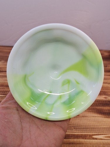 Vintage Westmoreland Cherry Thumbprint Green Slag Glass Footed Covered Dish - Picture 7 of 11