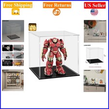 Acrylic Display Case 6x6x6 Inch, Black Base, Dustproof, Easy Assembly