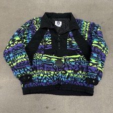 Maglione VUARNET France giacca a vento grande vintage anni 80 retrò multicolore zip neon