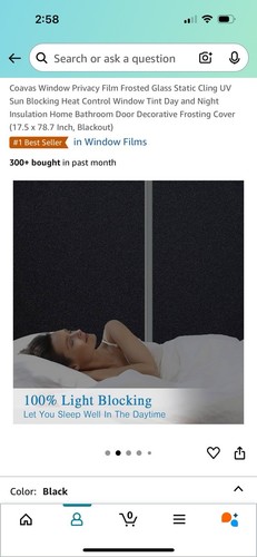 coavas window privacy film Frosted Glass Static Cling 17.5” X 78.7” - Picture 2 of 5
