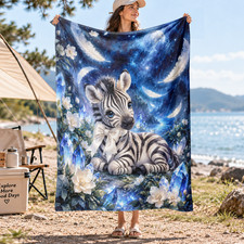 Celestial Bow Zebra Coral Fleece Blanket Animal Pattern