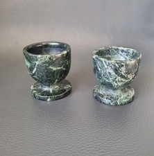 Vintage Green Marble Egg Cup Set Of 2