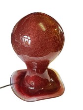 Ausgefallene Tischlampe Glas Rot Hut Glaskuge H 39 cm vintage Glaslampe  57325