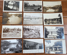LOT of 12 RPPC Real Photo Postcards Steel Bridges Different Towns in Iowa #3