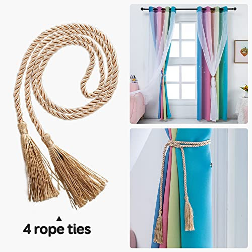 Rainbow Curtains for Girls Bedroom Double Layer Blackout Curtains Grommets - Picture 7 of 7