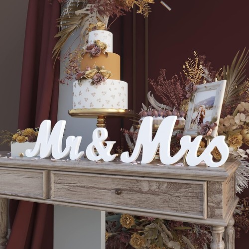 VIOPVERY Mr and Mrs Sign for Wedding Table,Large White Large, - Picture 4 of 8