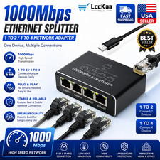 Gigabit Ethernet Splitter 1000Mbps LAN Network Internet 1 to2/4 Out RJ45 Adapter
